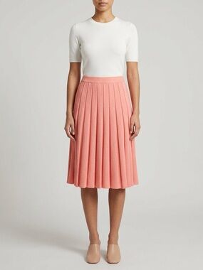 St. John Coral Pleated Midi Skirt
